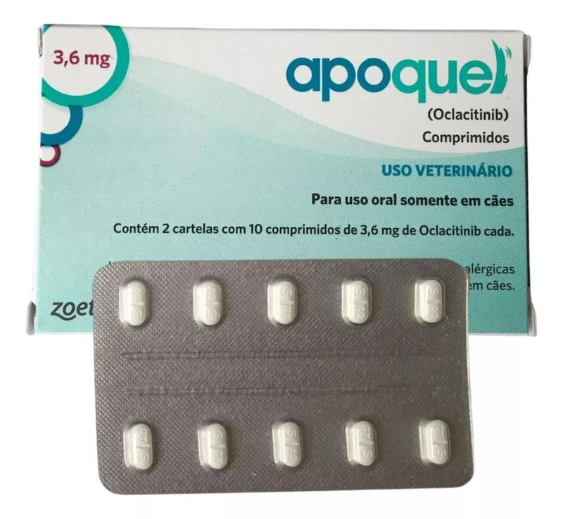 Apoquel 3,6mg Cães Zoetis 20 Comprimidos - Dermatológico Pet